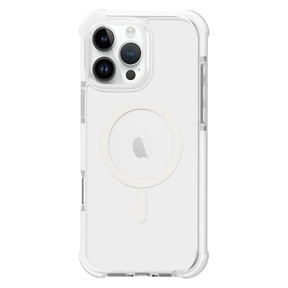 iPhone 16 Pro Max MagSafe Hybrid Hülle TPU Bumper Acryl Rückseite Air Cushion Fallschutz - Weiss / Transparent