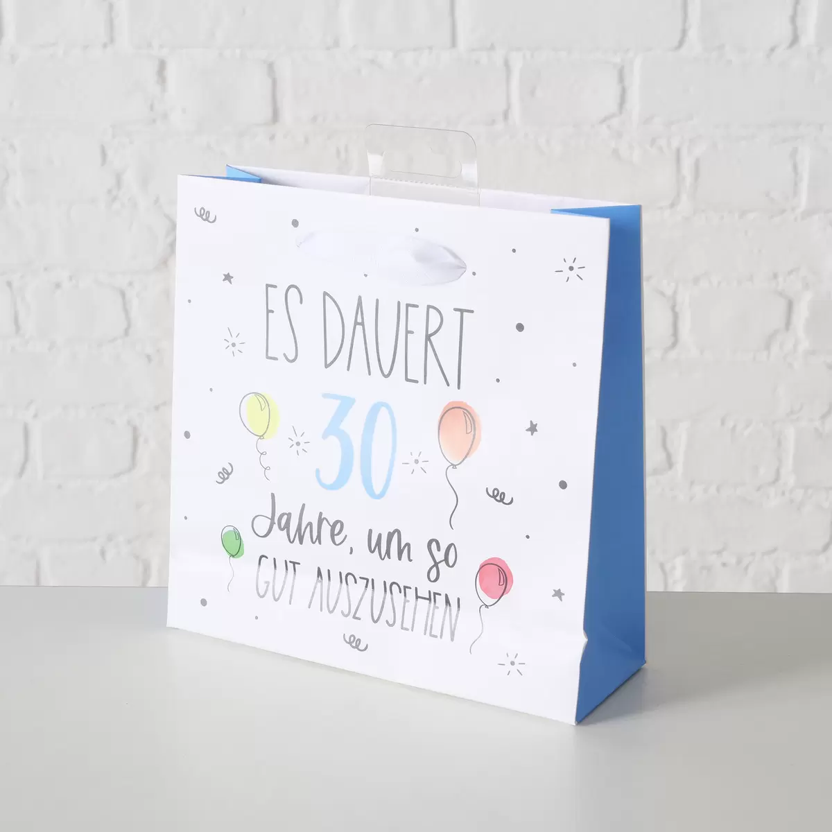 Geschenktüte '30' Geburtstag blau,weiss