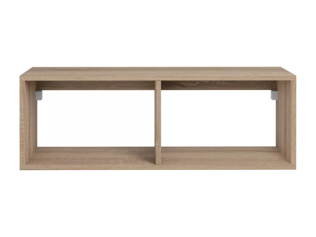 Meuble de salle de bain suspendu avec vasque ronde - 1 tiroir blanc et 2 niches naturel clair - 94 cm - TEANA II