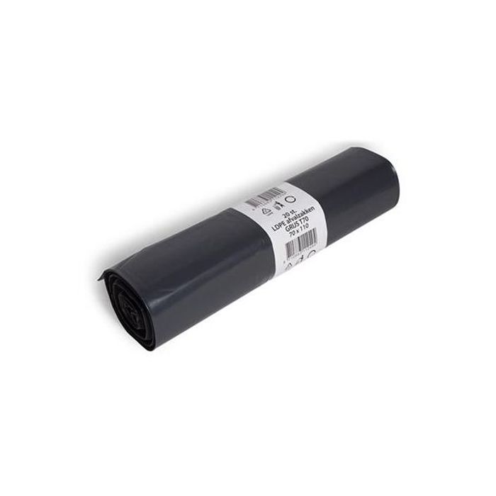 Afval vuilnis zakken LDPE 70x110cm 120liter T70 Grijs 200st (P91403120)