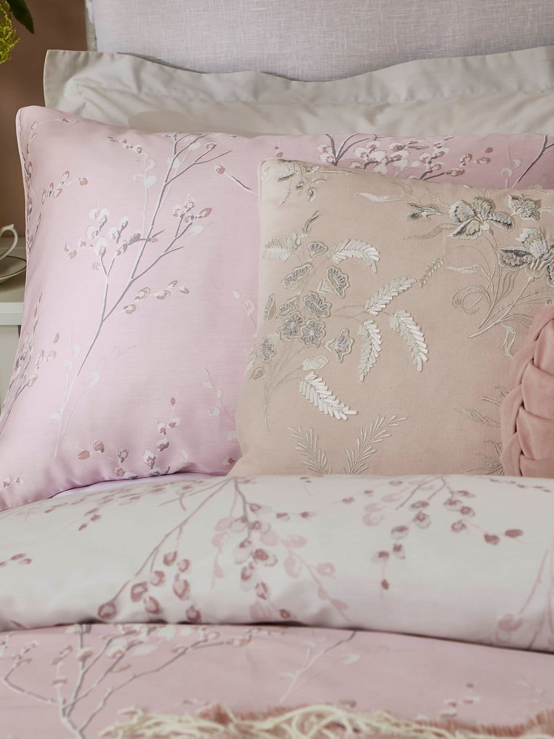 Laura Ashley 100% Cotton Sateen 200 Thread Count Pussy Willow Duvet Cover and Pillowcase Set