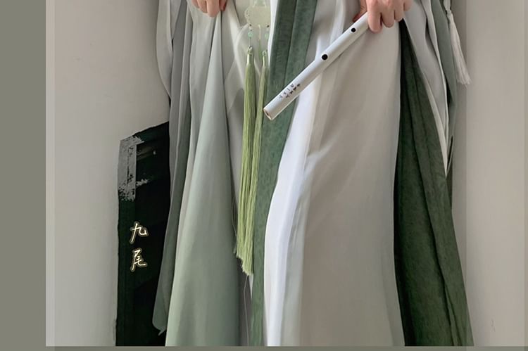 Francoix - Bloemen Hanfu Jas / Wikkeltop / Maxi Rok / Sjaal / Set