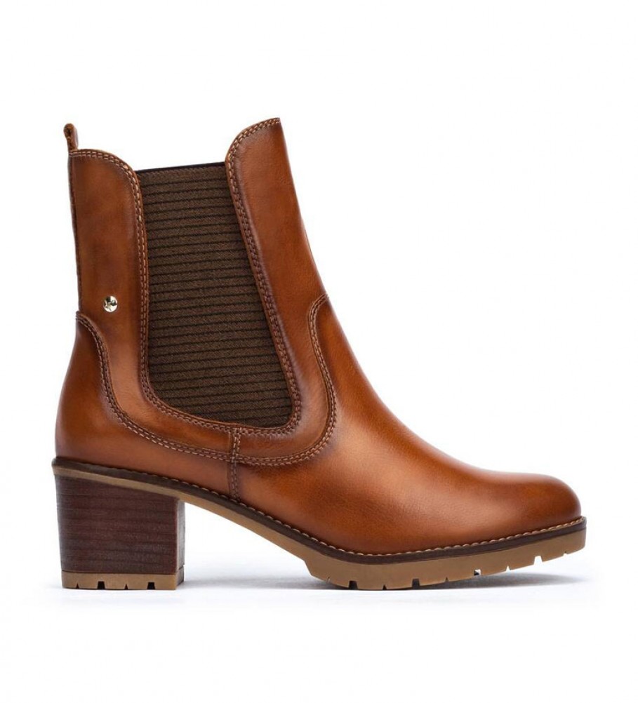 Botas de cano curto Pikolinos Llanes em couro cor camelo - Altura do salto: 6 cm -