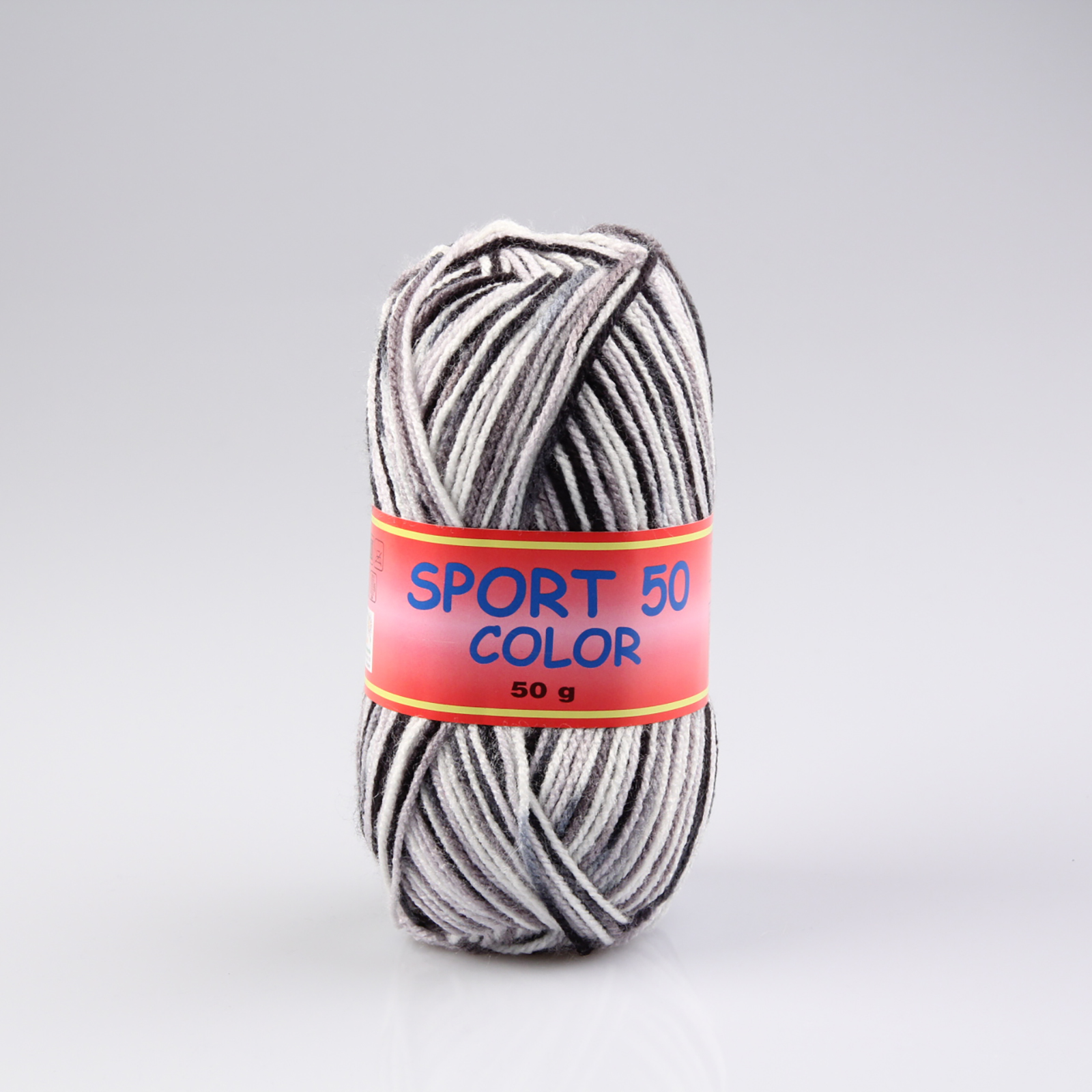 Wolle TWISTER SPORT 50 COLOR - weiß-schwarz-grau - 50g
