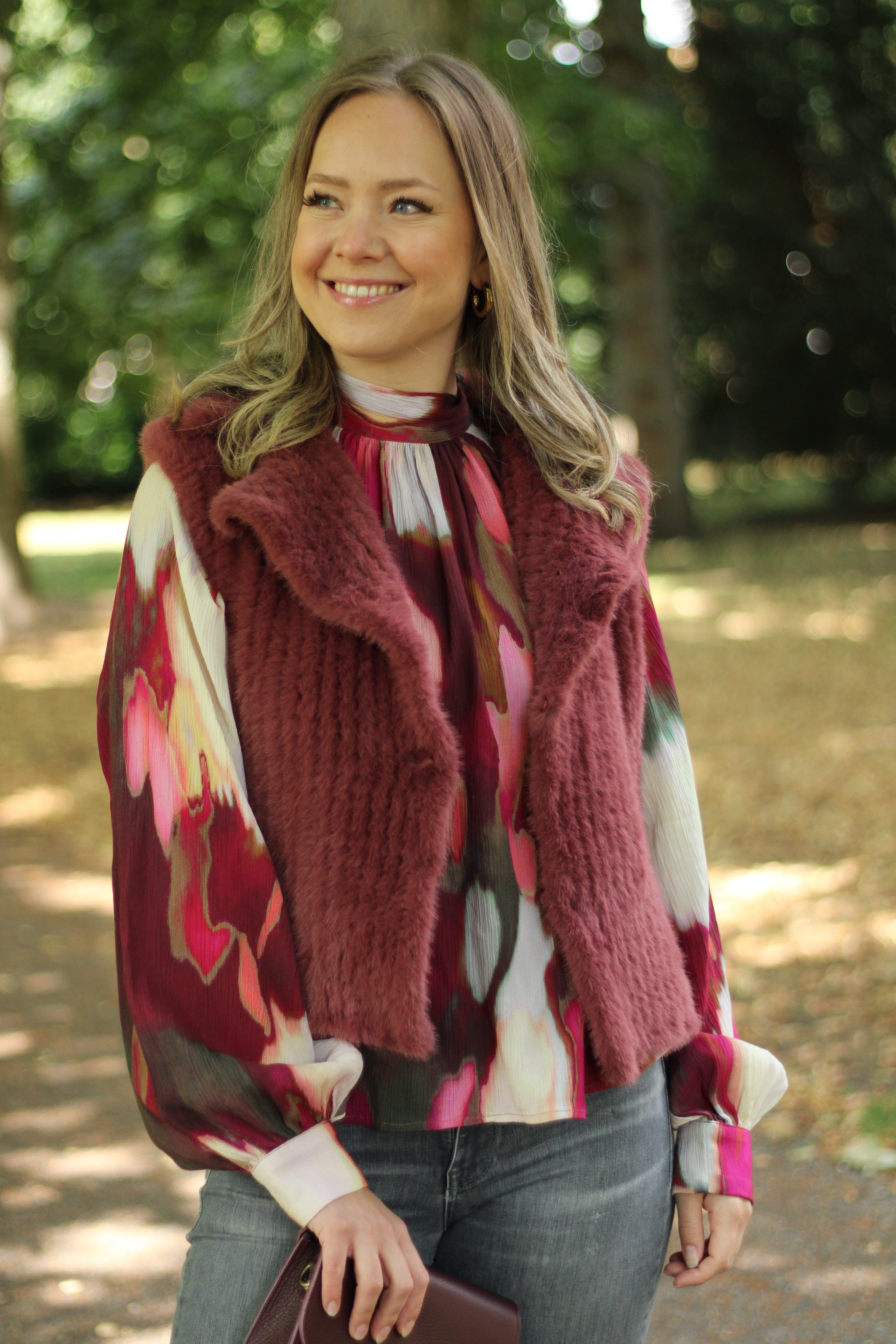 Rino & Pelle - Keasha Faux Fur Waistcoat - Red Ochre