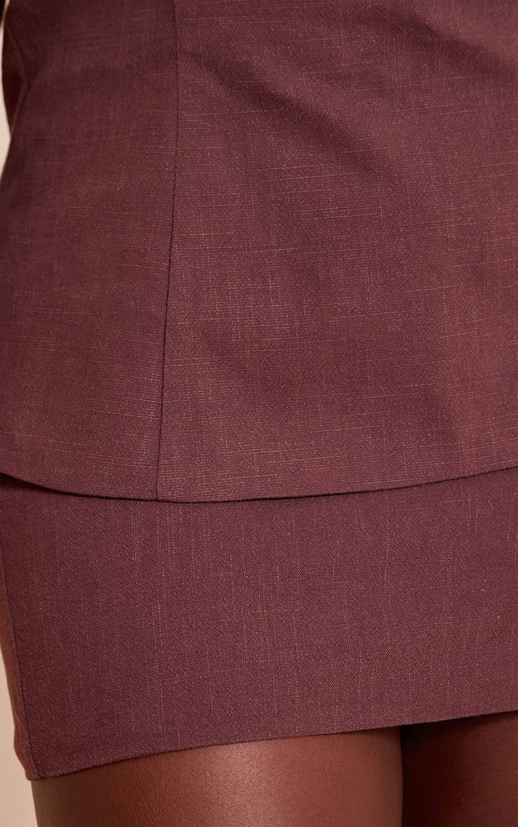 Deep Chocolate Jupe Courte Évasée En Lin Premium Grande Taille - Ensemble Coordonné