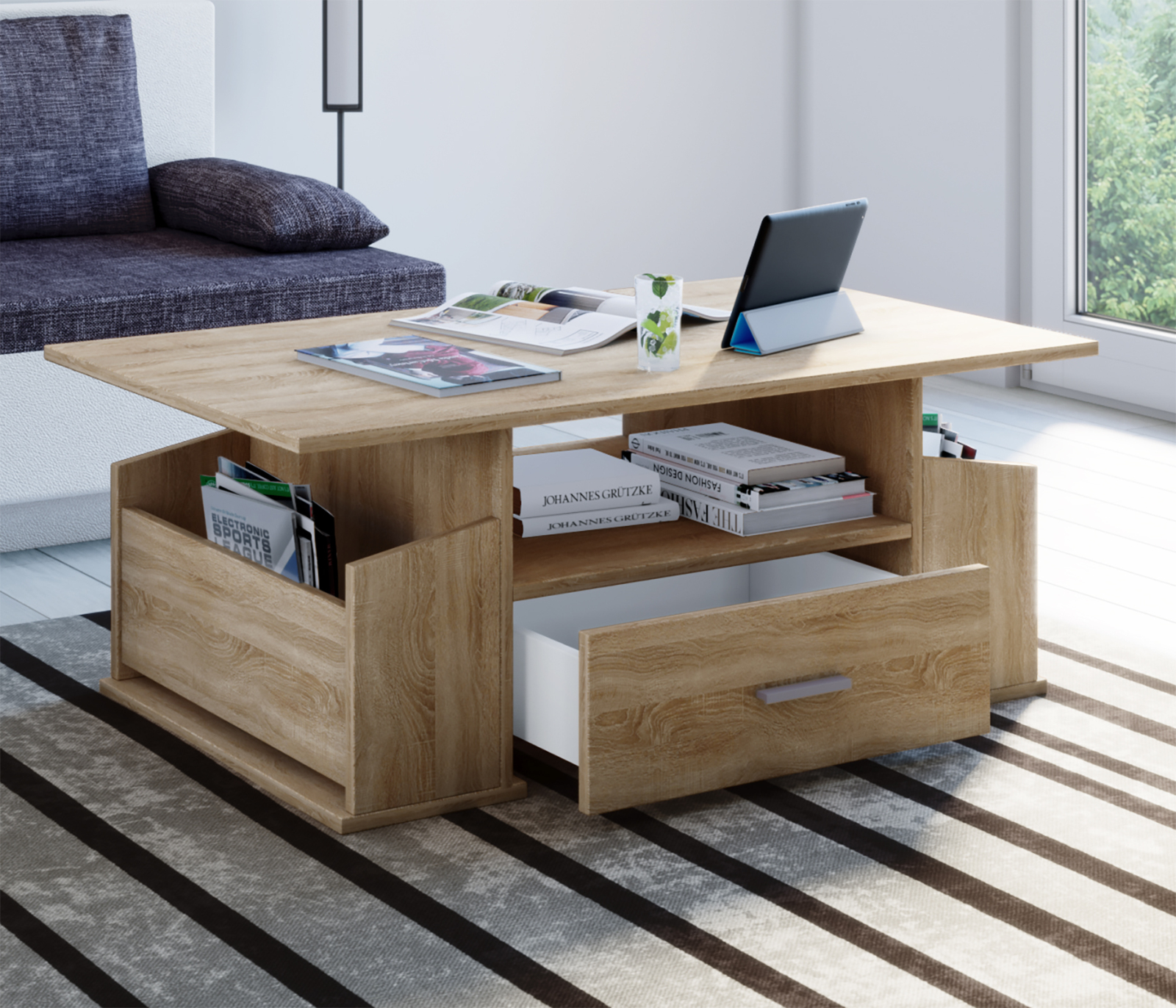 Couchtisch JUNATA - Sonoma Eiche - 110 cm breit
