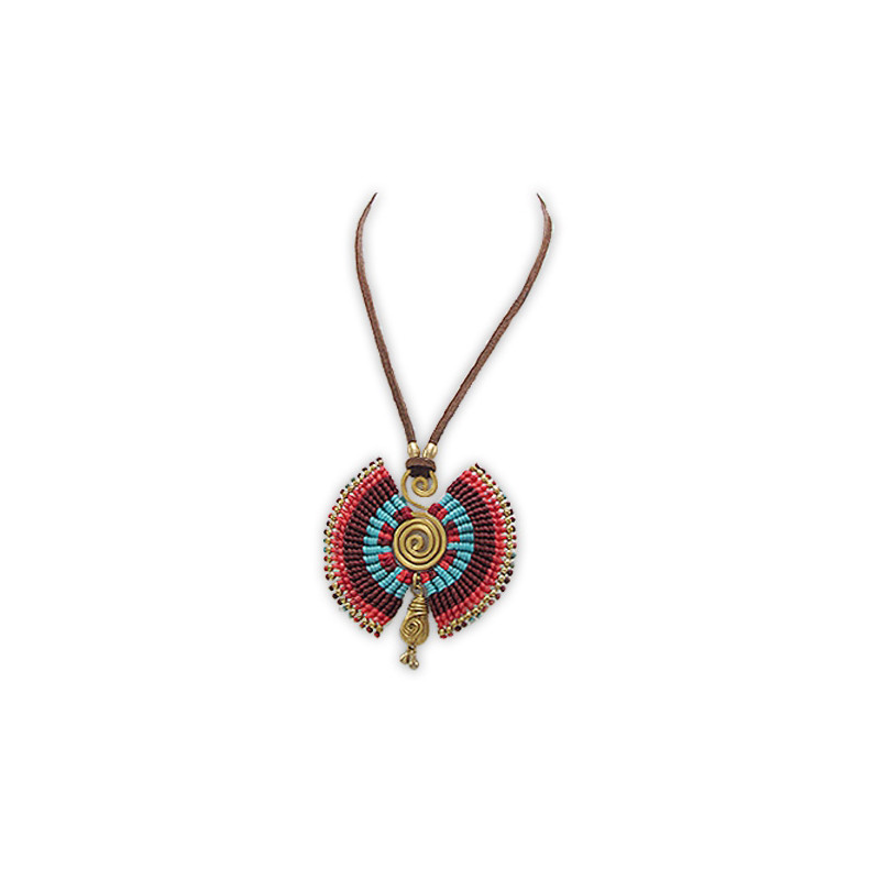 Collier Spirale Perles Multicolores et Métal Doré