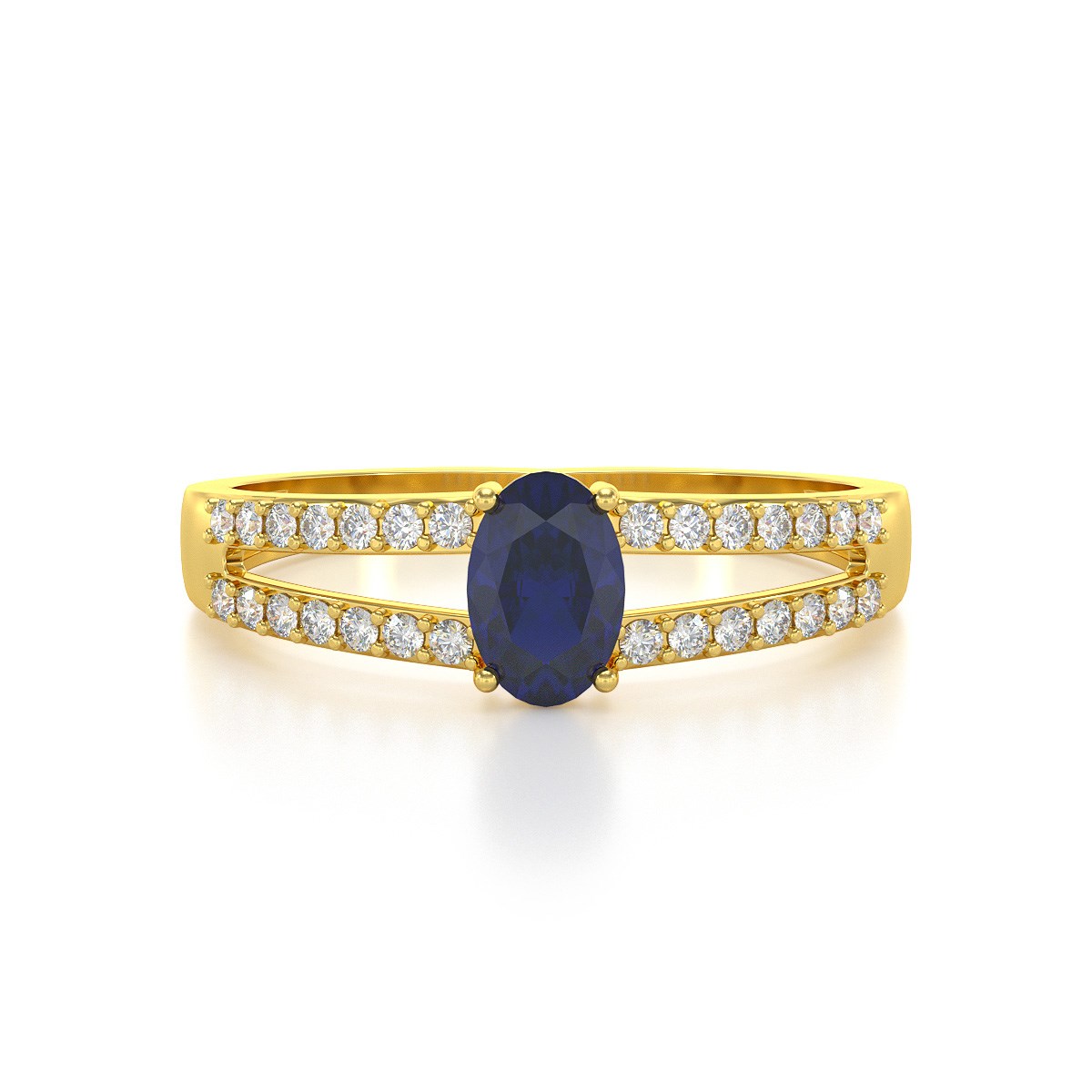 Bague ADEN Or 585 Jaune Saphir et diamants 2.102grs