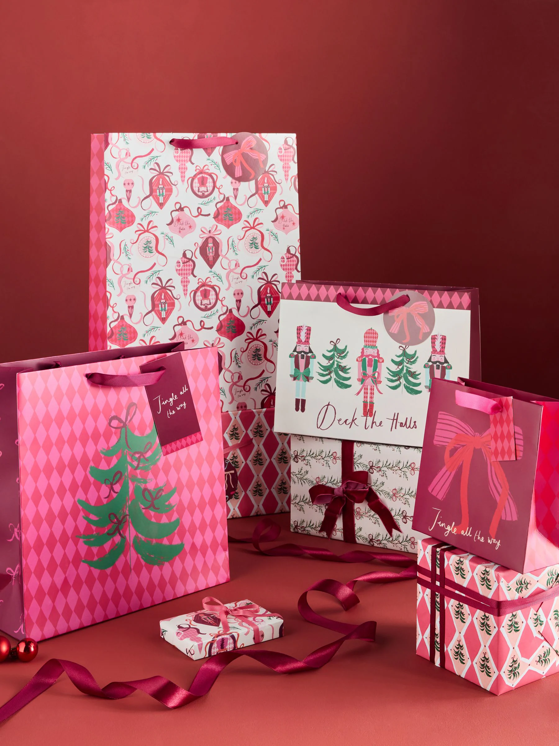 Cadeautassen met kerstmis-print