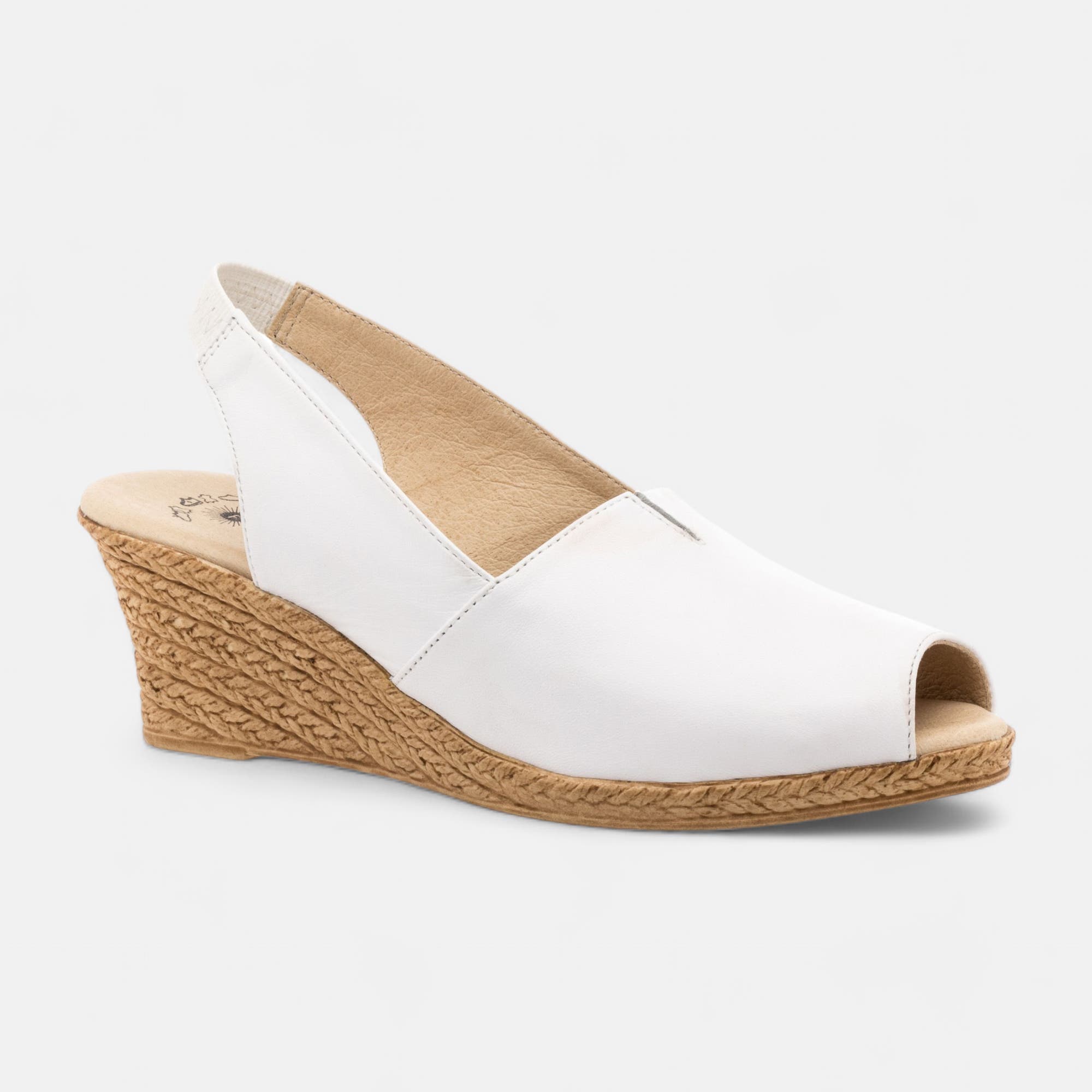 Nu-pieds à talon compensé Femme en cuir blanc