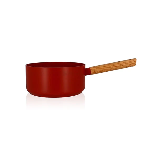 Casserole Ector induction aluminium revêtu manche en bois 20 cm rouge