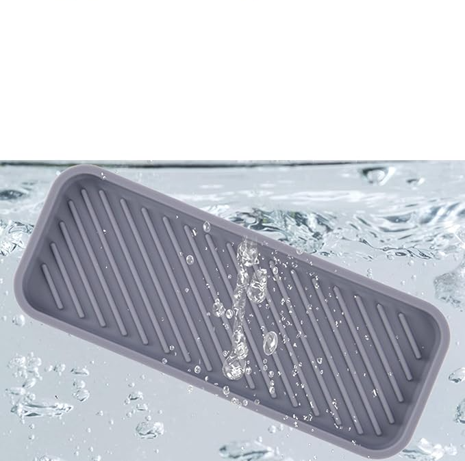 (23x9cm) Silikon Spülbecken Schwamm Unterlage Anti-Rutsch Lavabo Abtropfmatte für Küche / Badezimmer - Schwarz