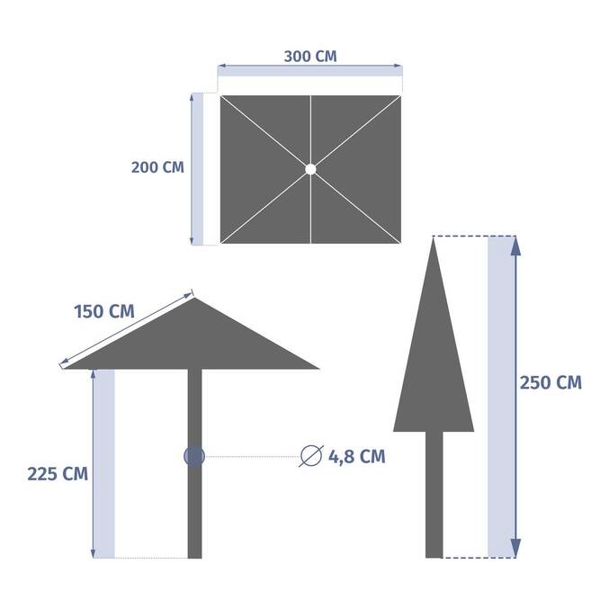 Parasol droit rectangulaire inclinable LOOMPA Acajou