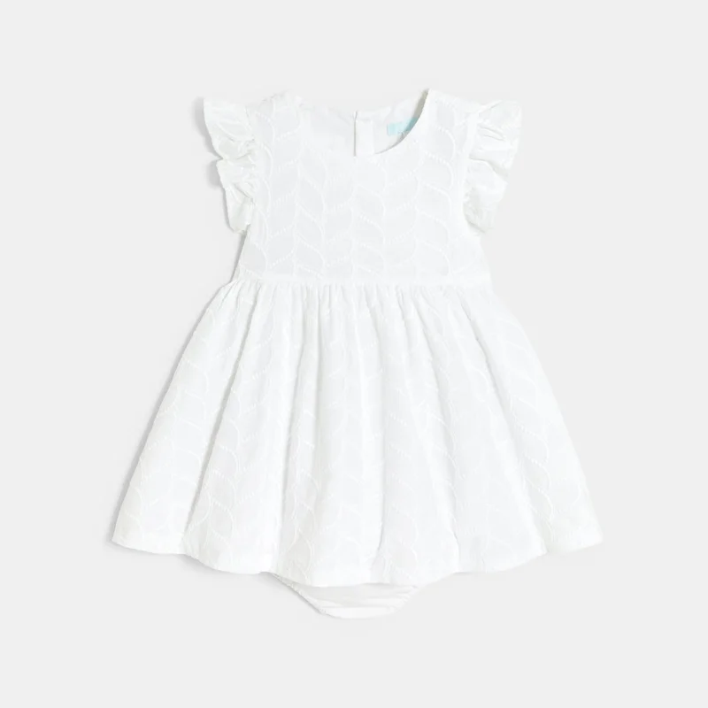 Robe chic brodée blanc bébé fille Blanc
