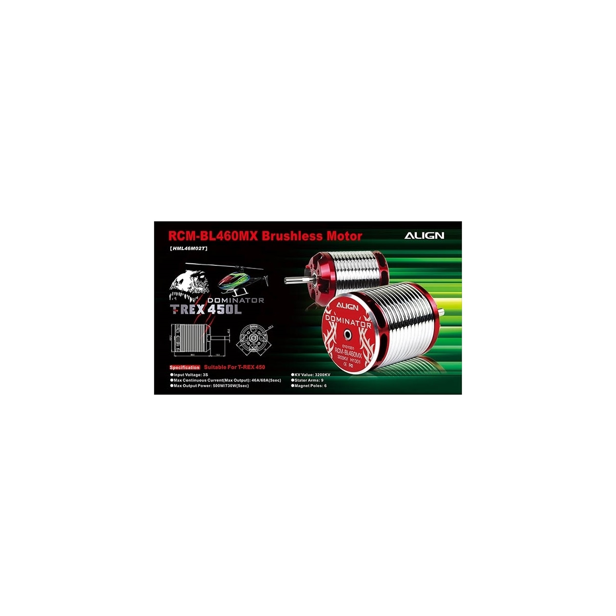 HML46M02T 460MX Brushless Motor(3200KV)
