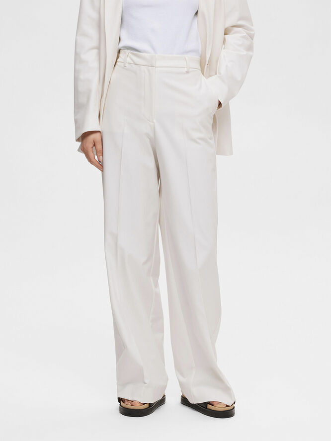 Selected Femme SLFELIANA HW WIDE PANT N NOOS Hvid