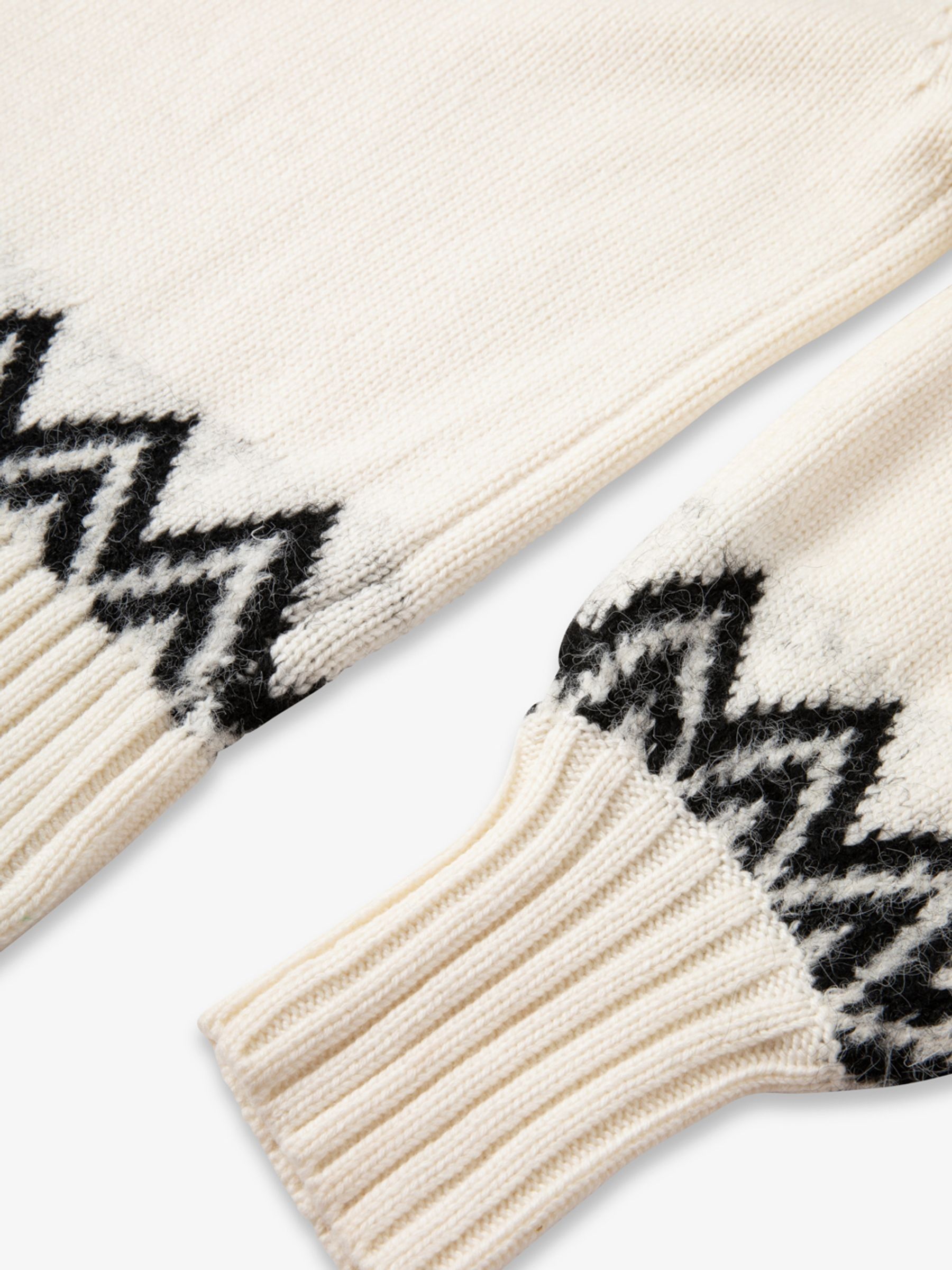 Crème - The Little Tailor gebreide kersttrui met ruitvormig fairisle-patroon
