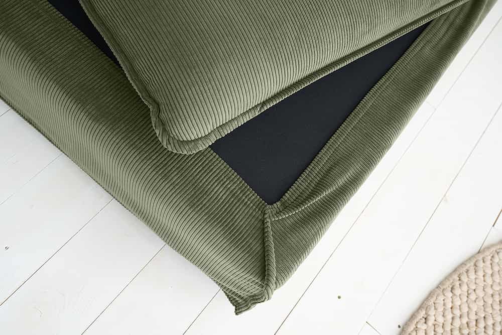 Großer Sitzhocker HEAVEN 100cm grün Cord Sofahocker abnehmbarer Bezug
