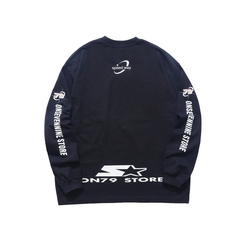 Larvyre - Sweatshirt met lange mouwen en tekstprint, losvallend model