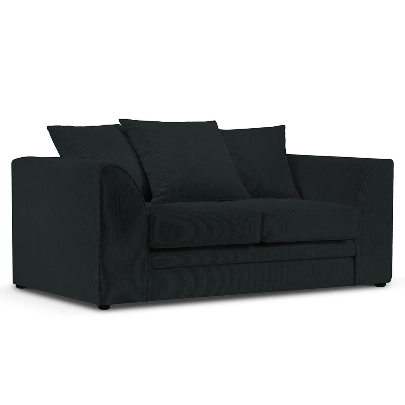 Mazzini Sofas Canapé Quince Velours côtelé 2 Places noir - 150x92x80 cm