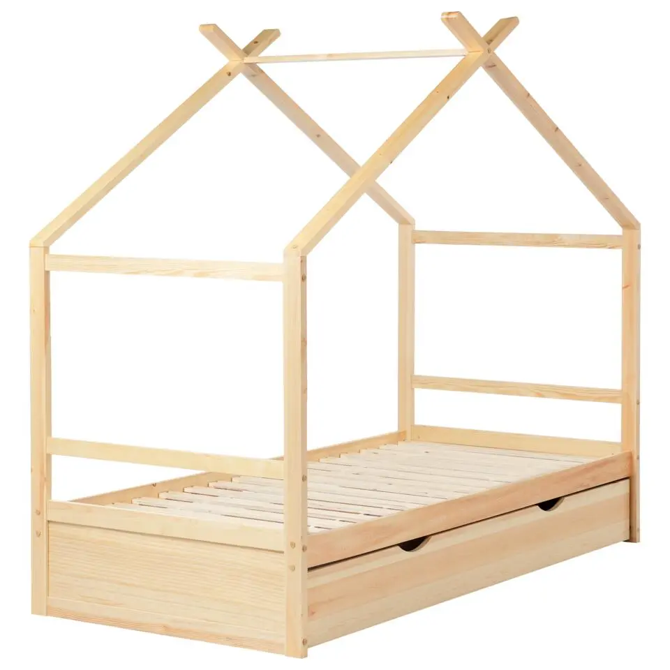 ORGEVAL - Daybed voor kinderen - Lichtbruin - 90 x 200 cm - Grenenhout