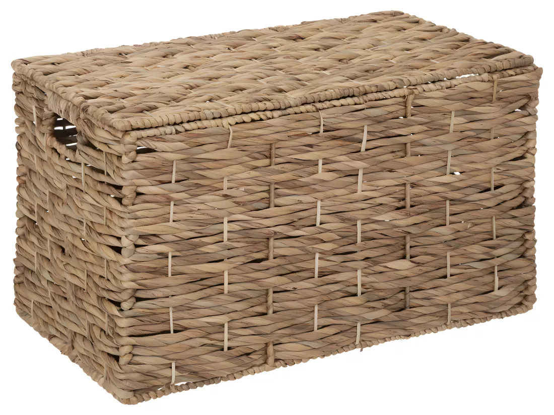 Set de 3 Malles de rangement en métal et jacinthe Naturel