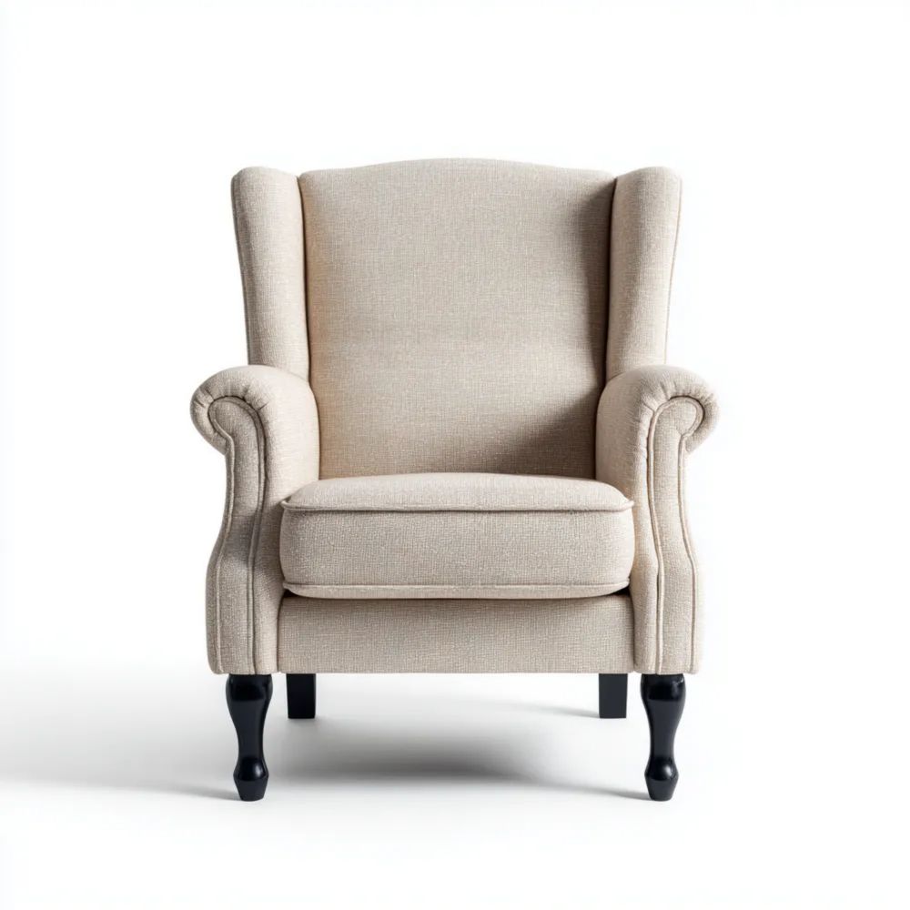 Ohrensessel 80x85x100 cm - Creme/Schwarz - Klassisches Design