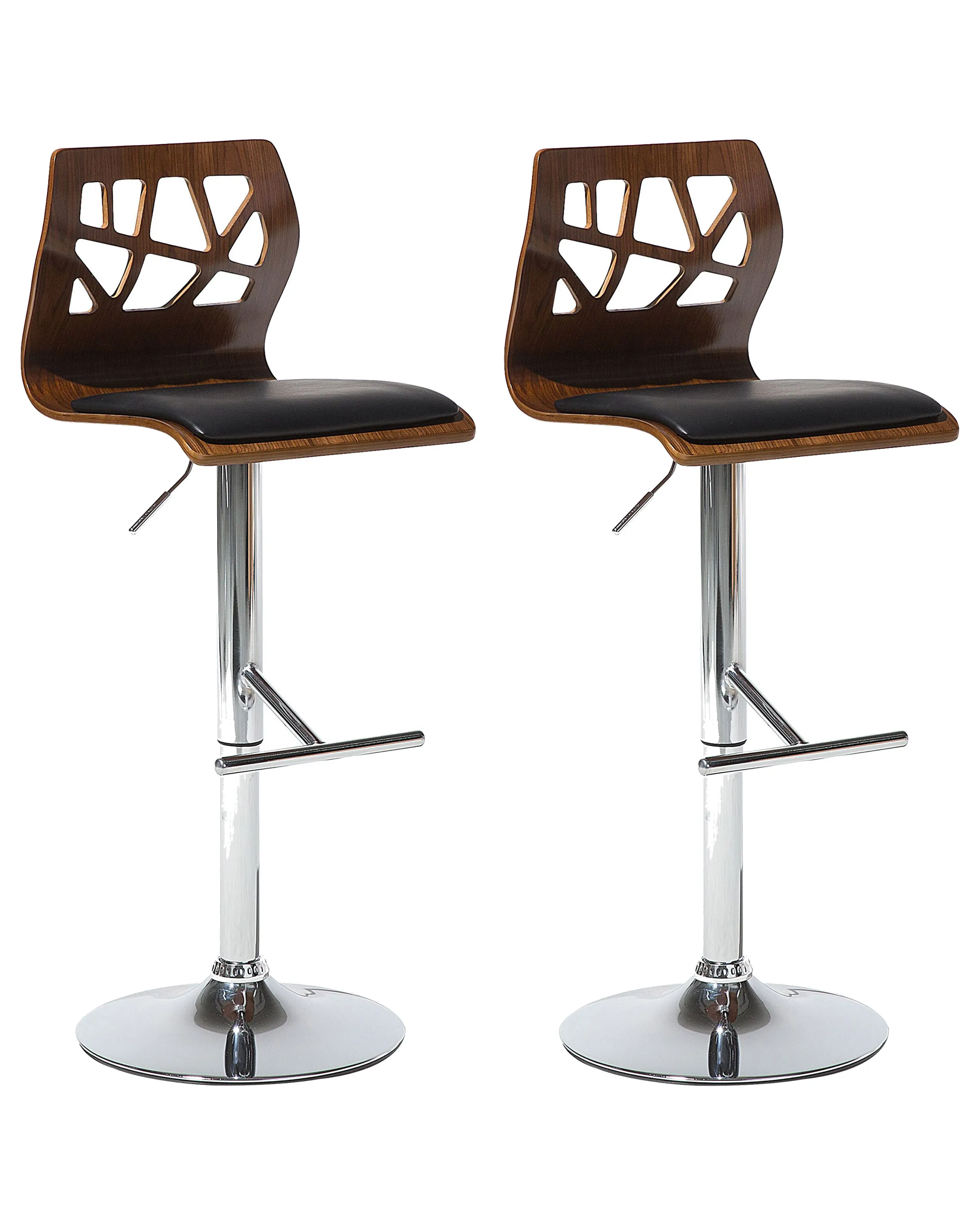 Set van 2 barstoelen PETERSBURG Kunstleer draaibaar Zwart/zilver