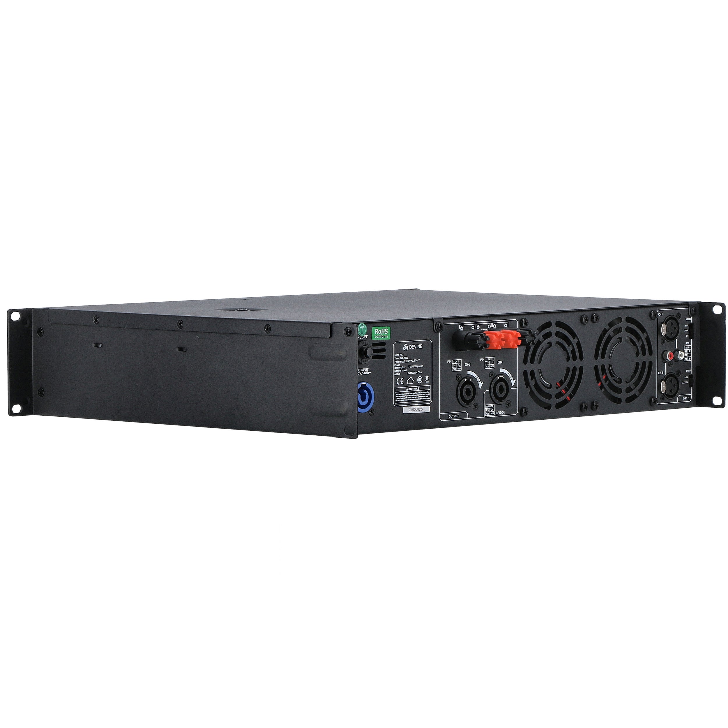 Devine MX-2000 2-kanaals PA-eindversterker 2x 1000W @ 8 Ohm