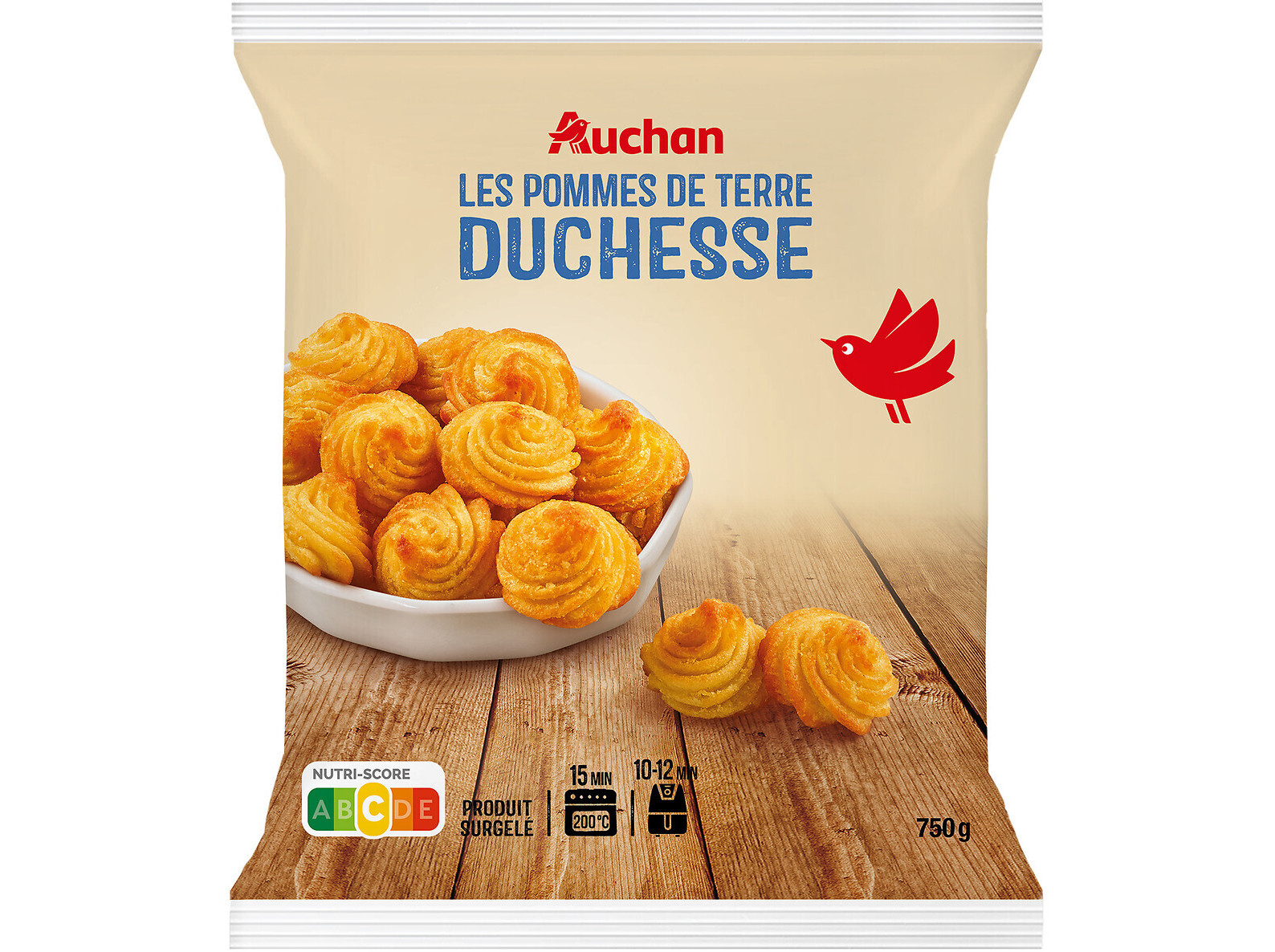 BATATAS AUCHAN DUCHESSE PARA FORNO E AIRFRYER 750G