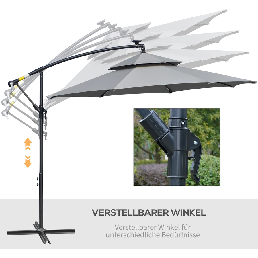 Outsunny Sonnenschirm mit Wasserdichtfunktion hellgrau