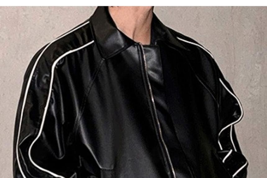 SeoulPop - Tweekleurig imitatieleren ritsjack