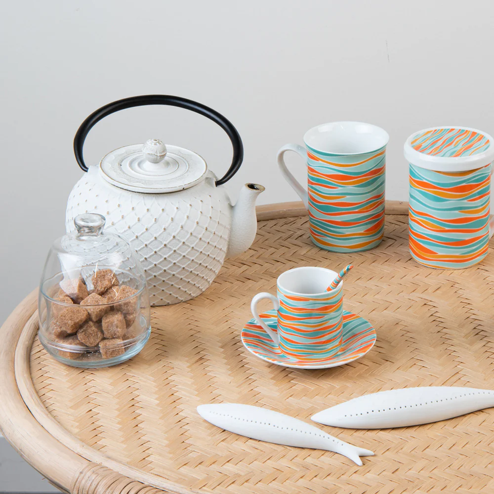Théière Hokkaïdo en fonte avec filtre 1,2l blanche Table passion