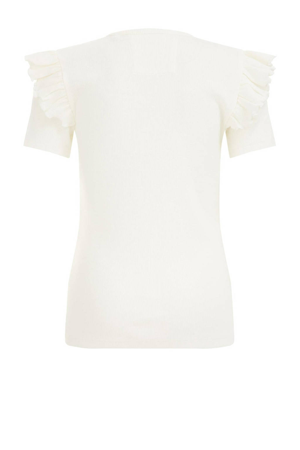 WE Fashion T-shirt met ruches wit