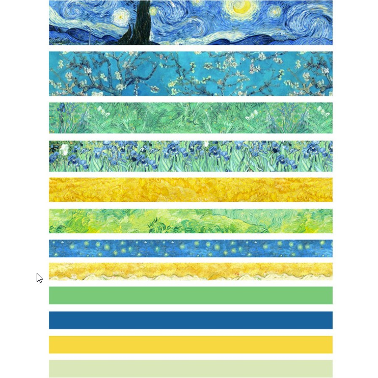 (12er Set) Washi Tape Deko Klebeband Bastel Masking Tape - Van Gogh