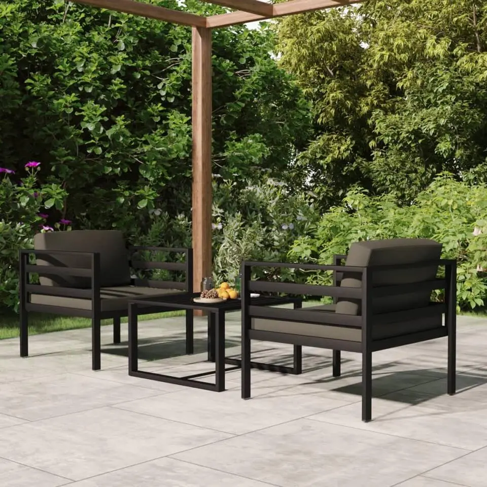 vidaXL - Loungeset - Antraciet - Aluminium