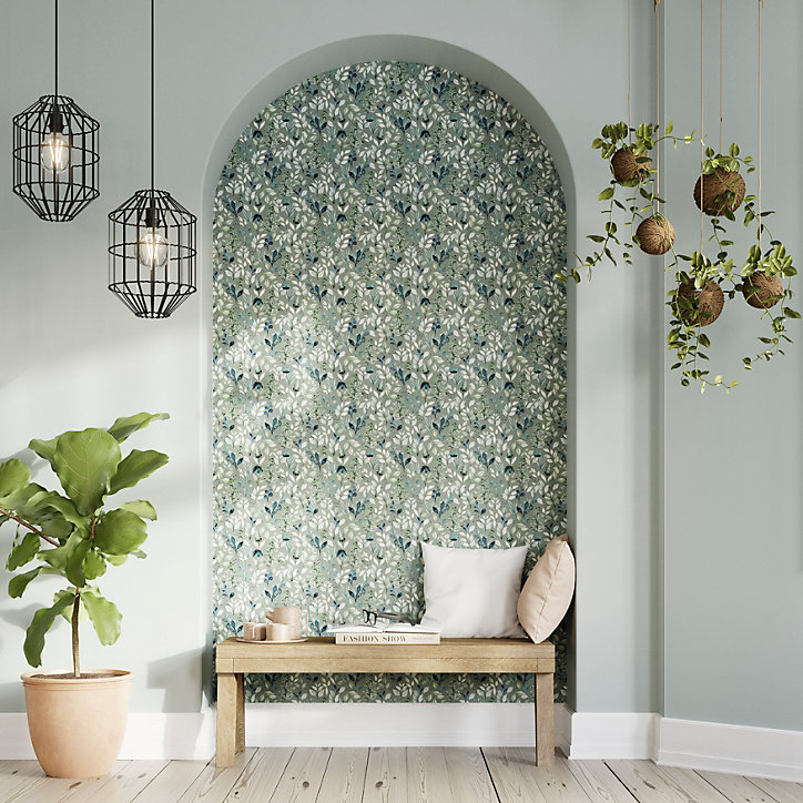 Papier peint pré-encollé vinyle intissé Easy Roll GoodHome Begonia vert l.53 x H.1005 cm