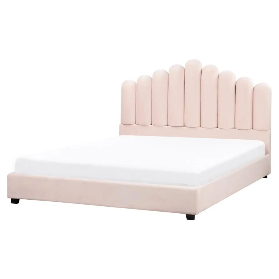 VINCENNES - Bed - Pastelroze - 160 x 200 cm - Fluweel