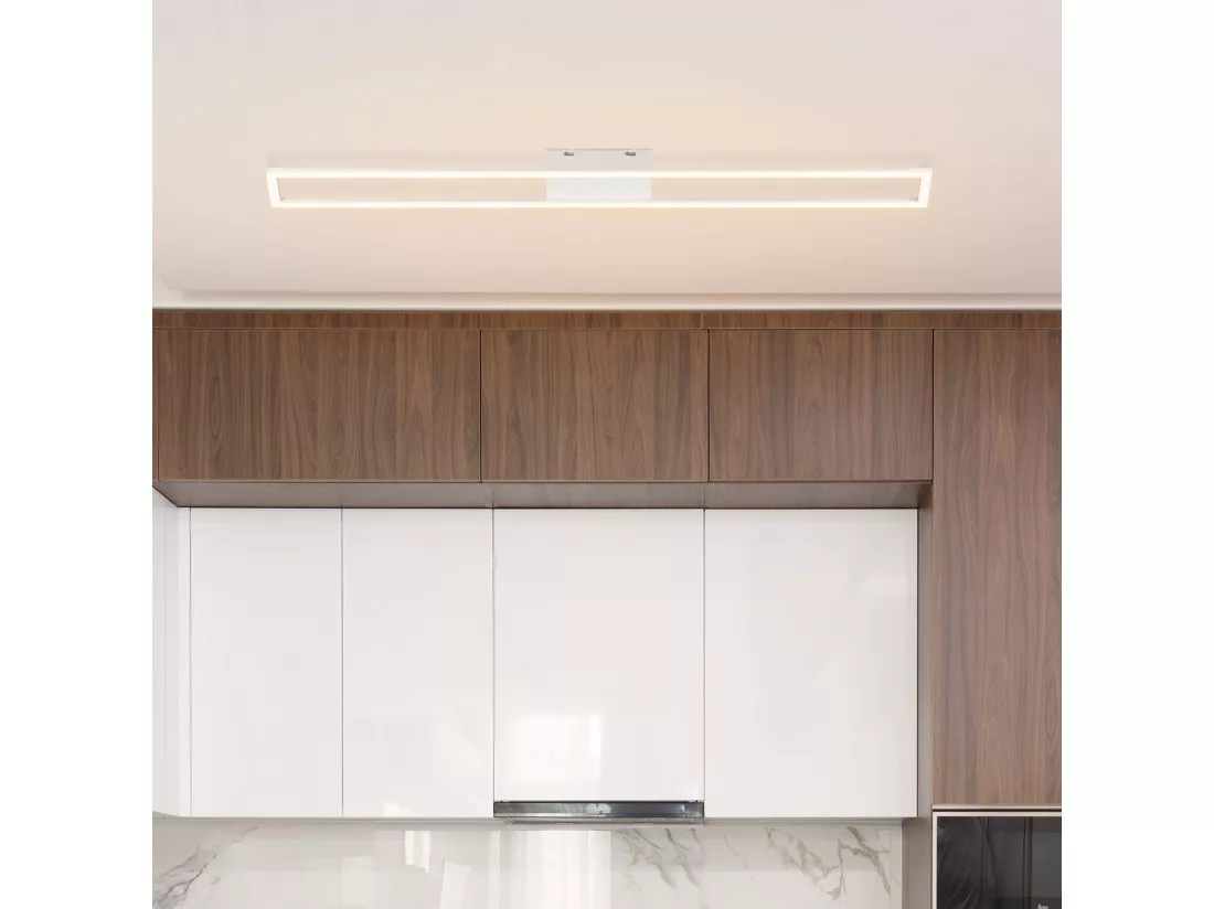 NETTLIFE Plafonnier LED Salon Moderne 108CM 40W Dimmable avec Télécommande pour Chambre Bureau Couloir