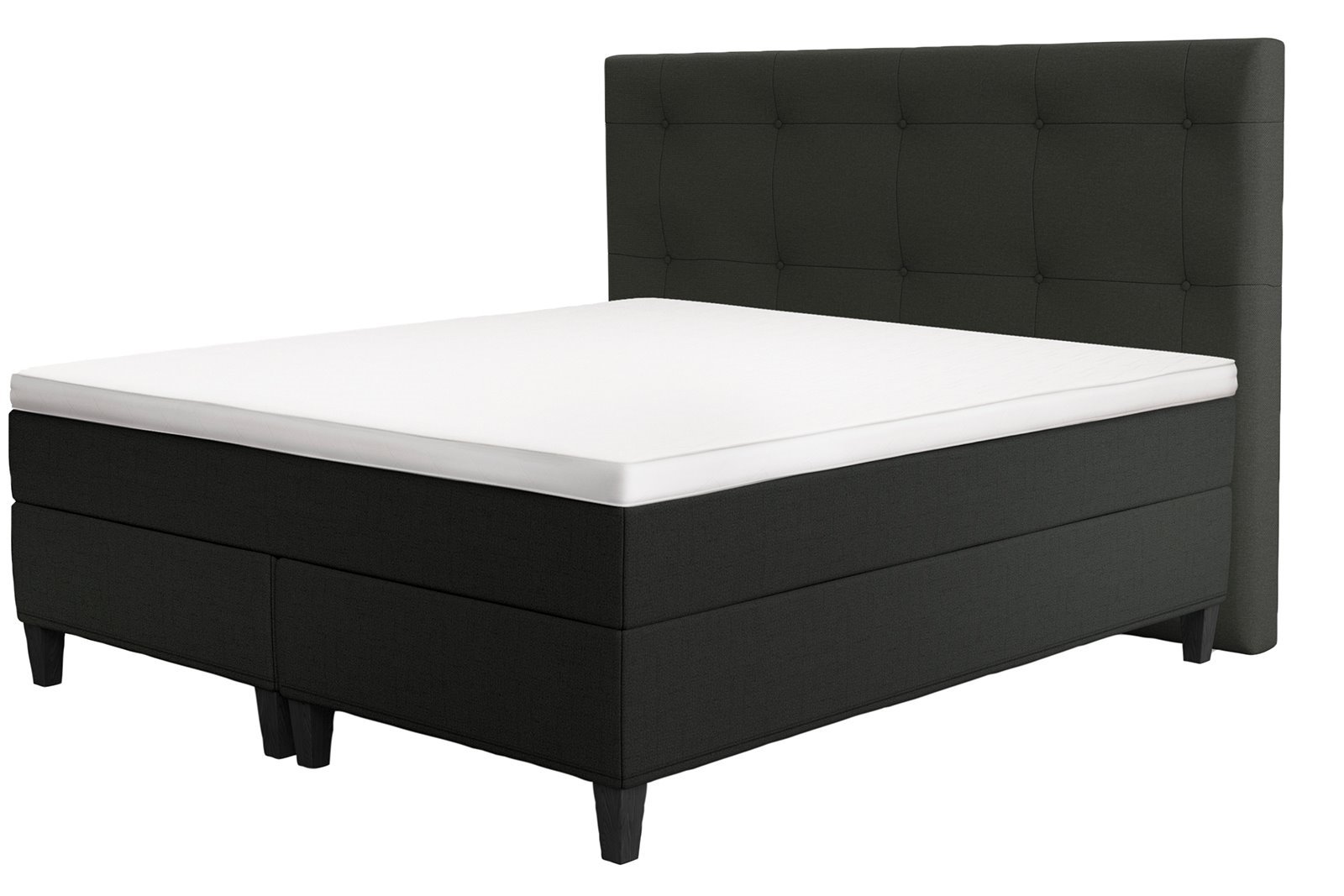 Carat kontinentalseng 150x200 cm 394 antrasitt medium/medium Tempsmart overmadrass  kantet konet ben sortbeiset 14 cm (uten seamless)