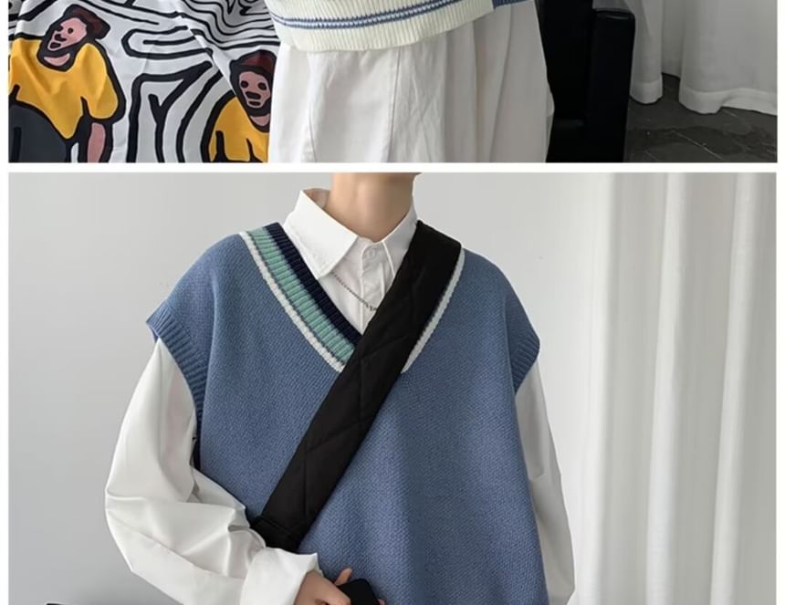 Sinlarity - V-hals gestreept vest