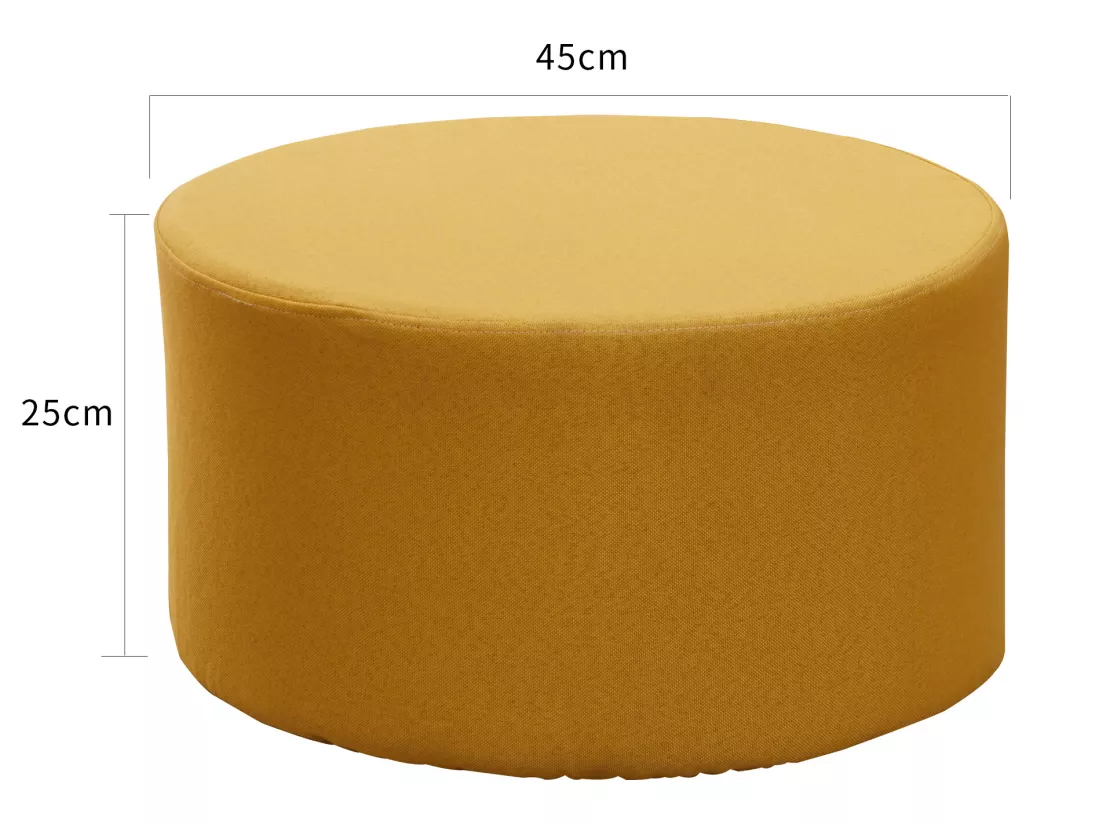 Pouf Tabouret Repose-pieds Rembourrée Bois Tissu Jaune 25x45x45