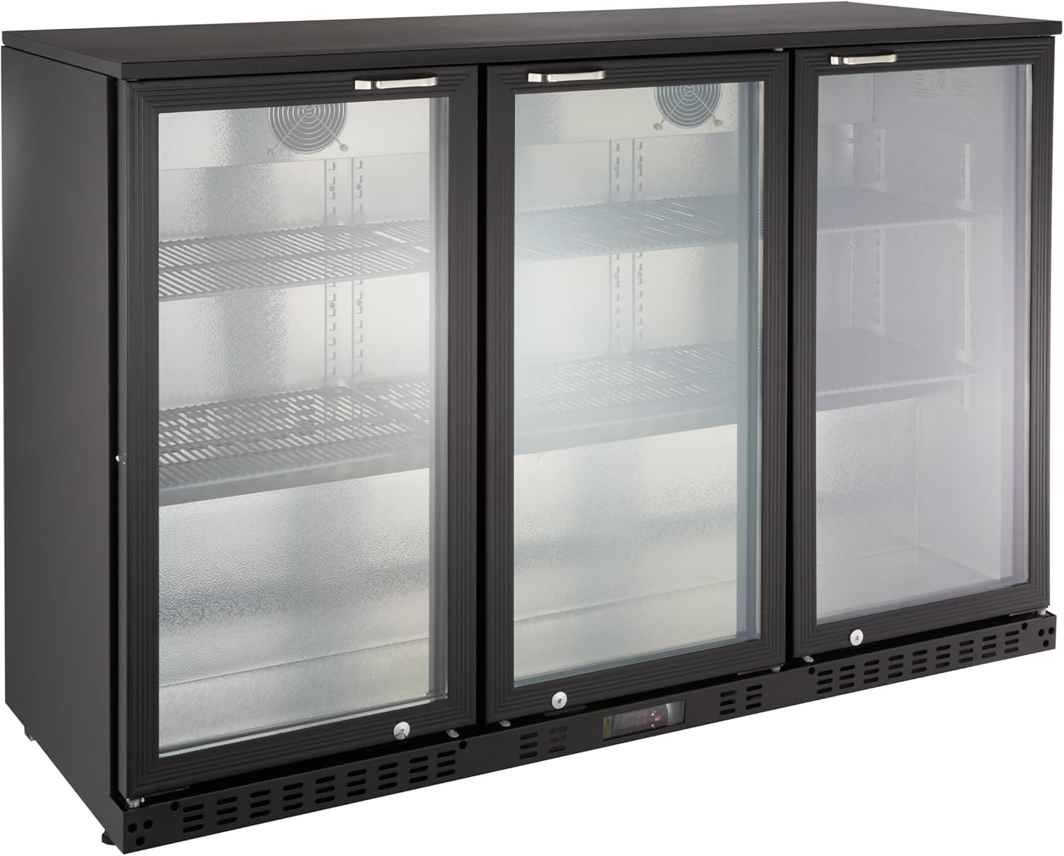 Barkühlschrank ECO 350 mit Klapptüren schwarz, LED Beleuchtung, unterbaubar Gastronomiebedarf