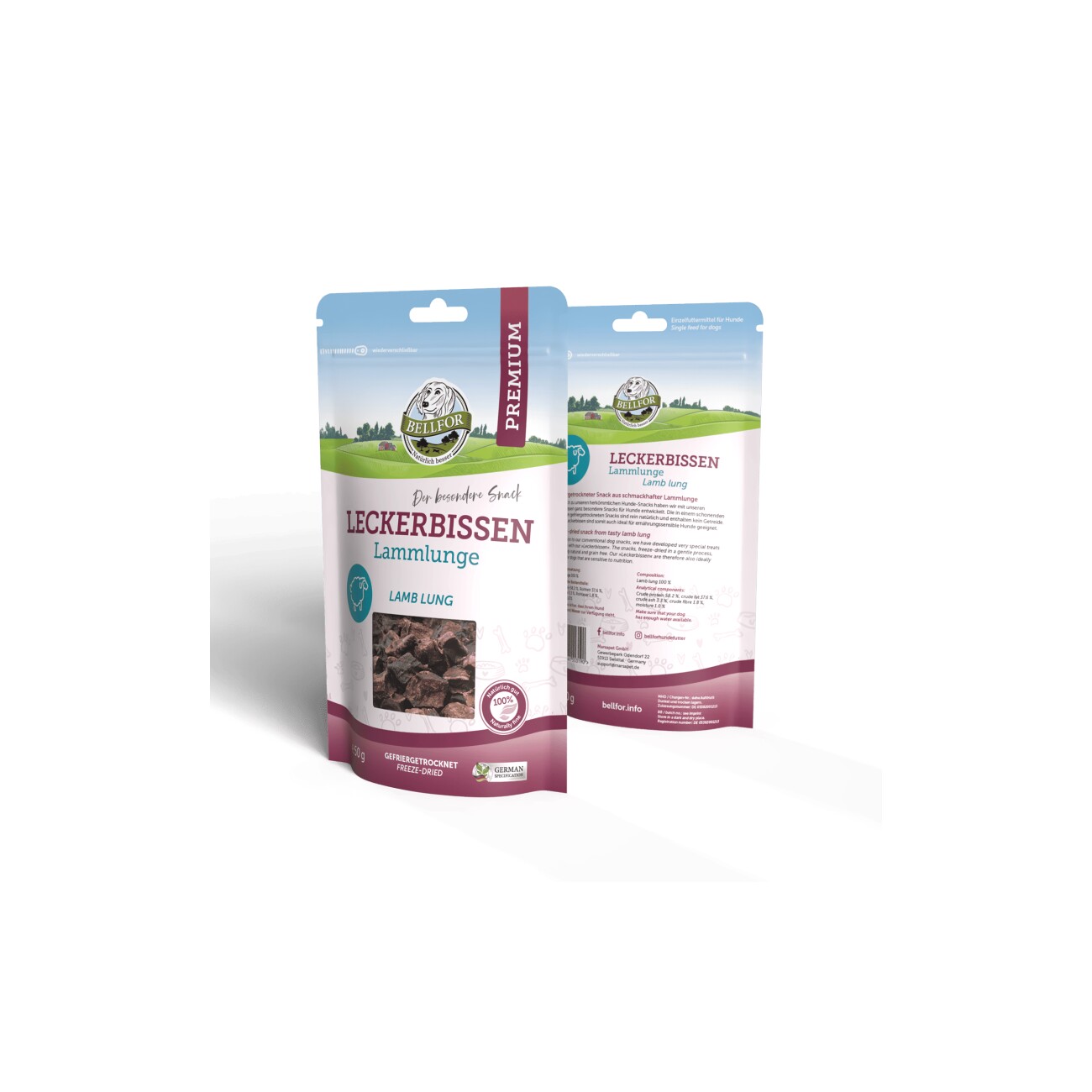 Bellfor Leckerbissen für Hunde mit Lammlunge - 50g