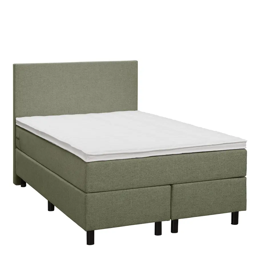Boxspring Liv egaal - groen - 120x200 cm - ronde poot