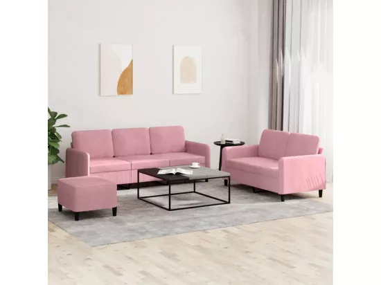 Ensemble de canapés 3 pcs rose velours