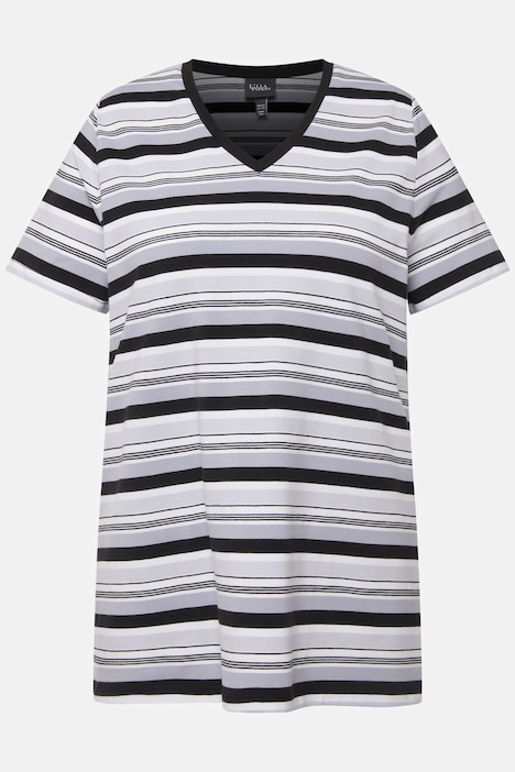 T-Shirt, Ringel, Classic, V-Ausschnitt, Halbarm