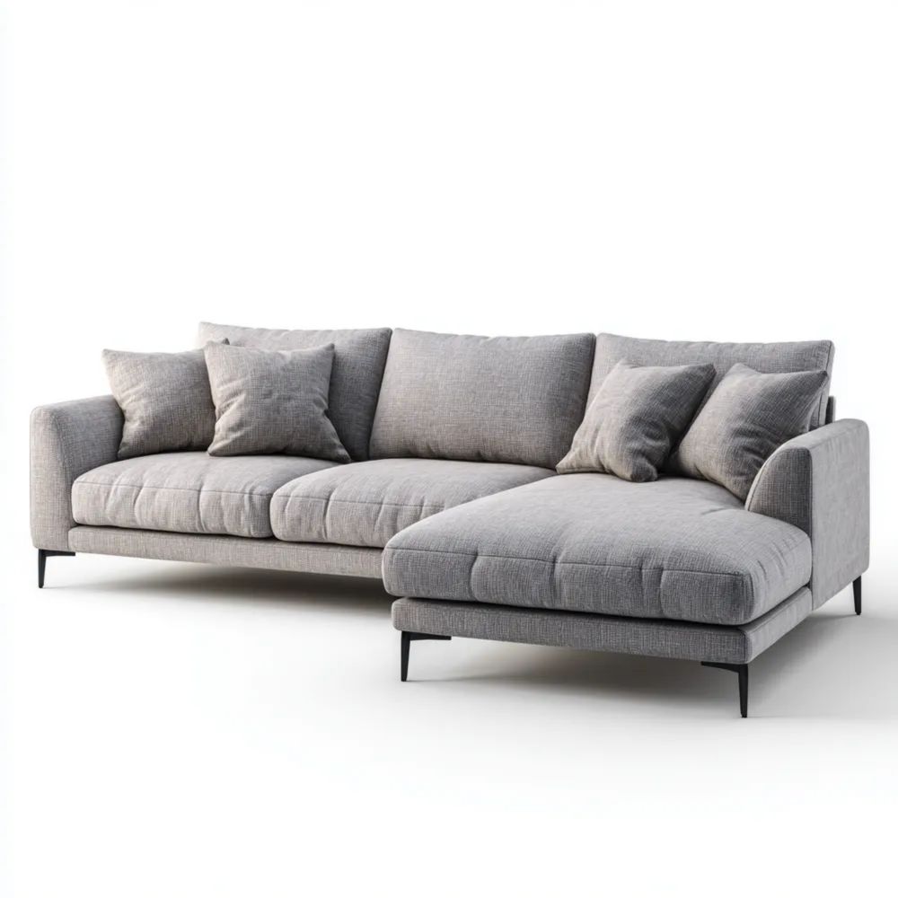 Modernes Ecksofa Stoff 250x150x45 cm - Hellgrau