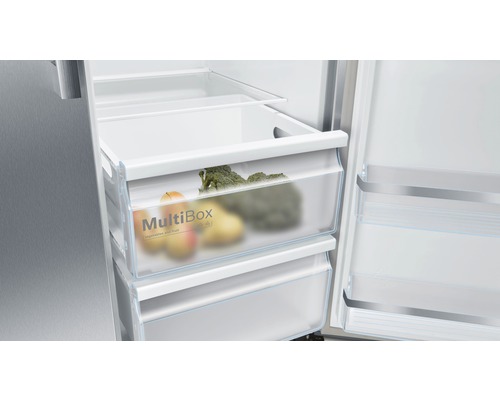 Bosch KAG93AIEP side-by-side koelkast, afmetingen (B x H x D): 90,8 x 178,7 x 70,7 cm, koelgedeelte: 369 l, vriesgedeelte: 191 l